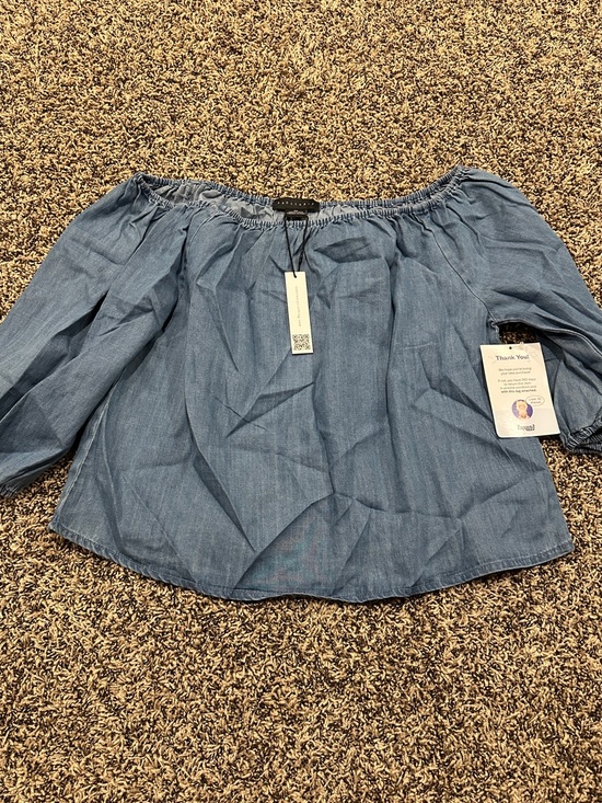 Sanctuary Tops - Sanctuary Light Blue Off-Shoulder Chambray Top